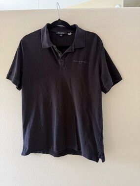Karl Lagerfeld Black Men's Polo with Subtle Chest Logo